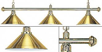 Лампа на три плафона «Elegance» (золотистая штанга, золотистый плафон D35см)